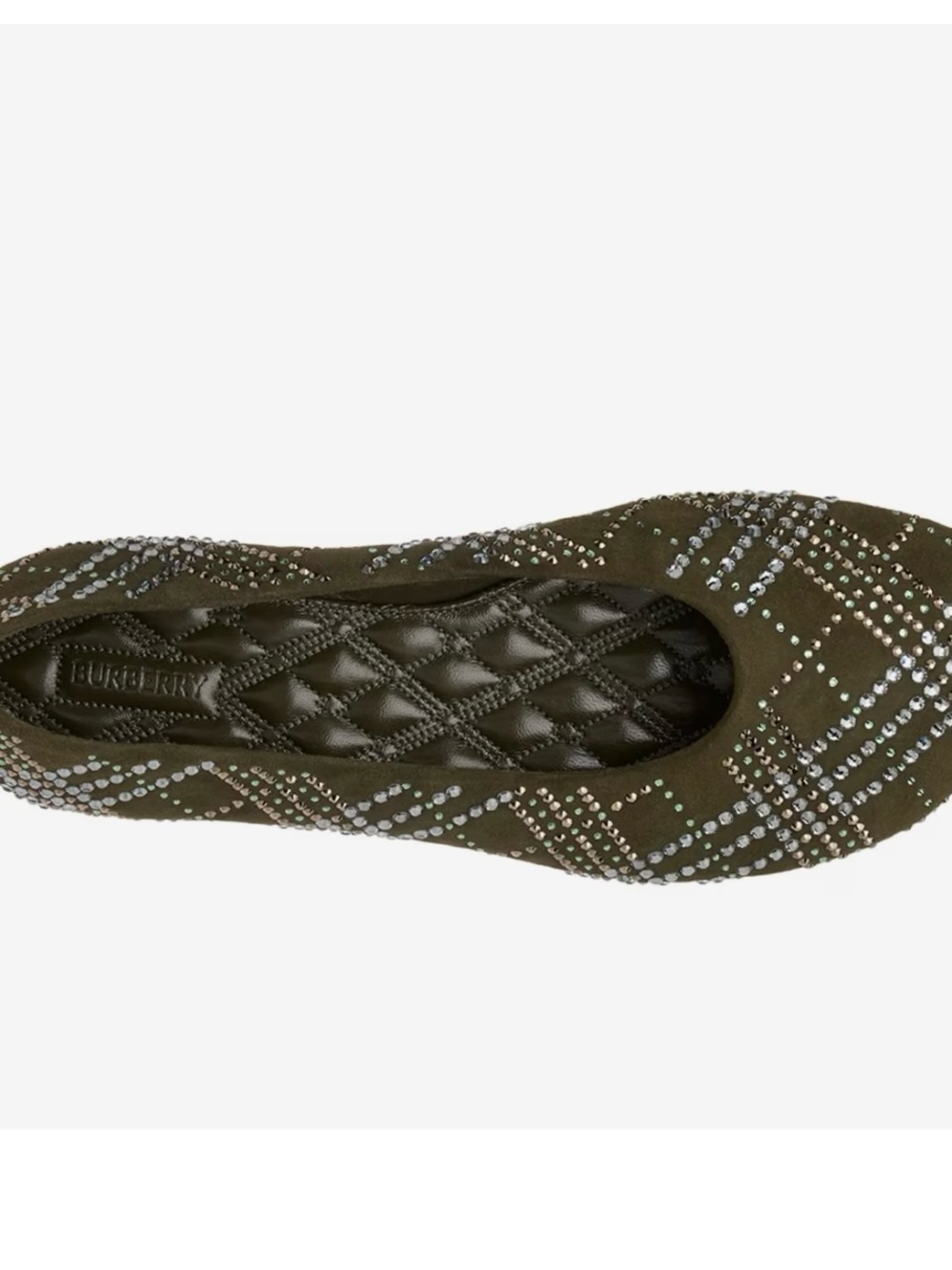 Burberry Olive Studded Plaid Inspired Women's Ballet Flats - Picture 9 of 13